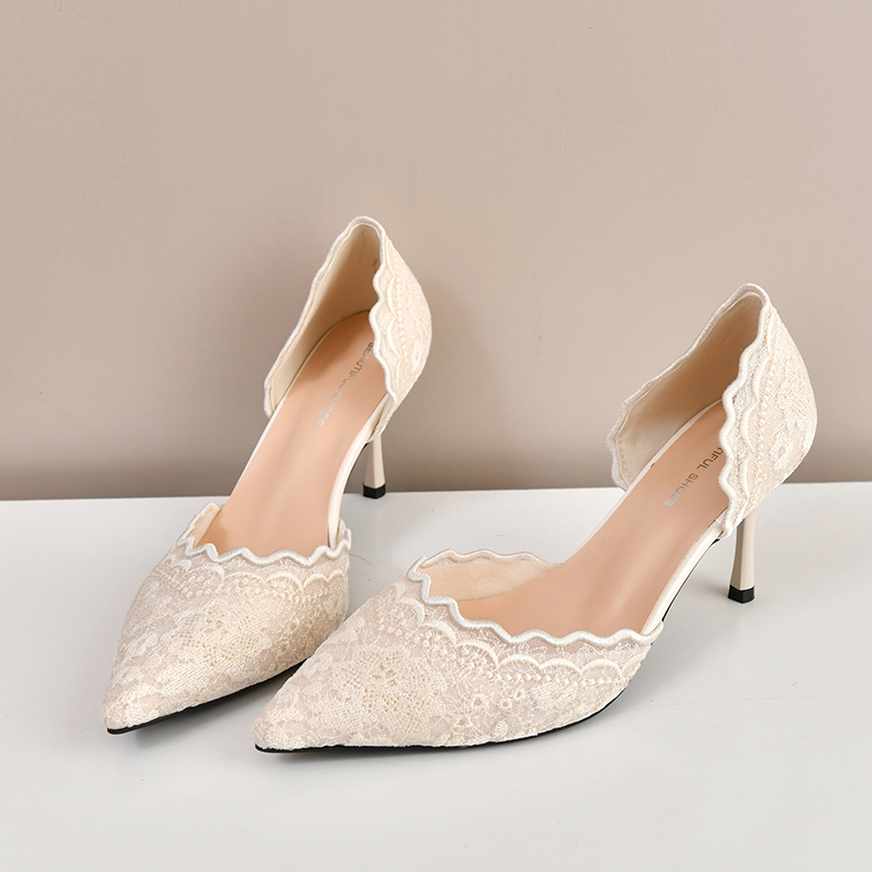 Slingback Pumps Women - Lace Pointed Toe High Heels Women