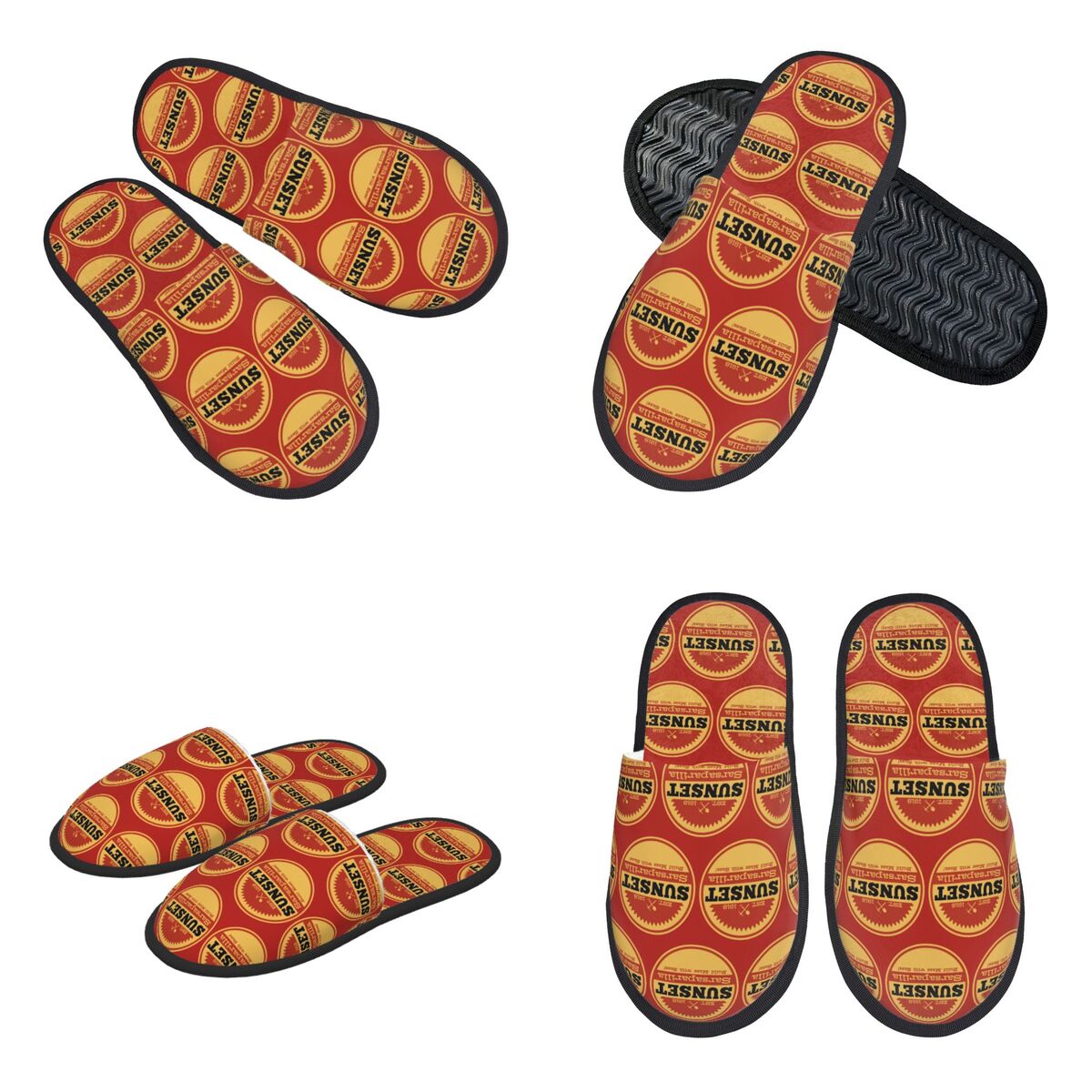 Women Shoes Logo - Custom Vintage Sunset Sarsaparilla Logo Slippers