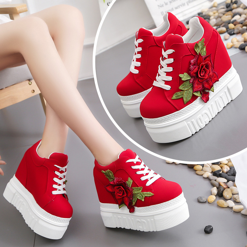 Wedge Heeled Sneaker - Women's Sports Sneakers, Casual Hidden Heel,