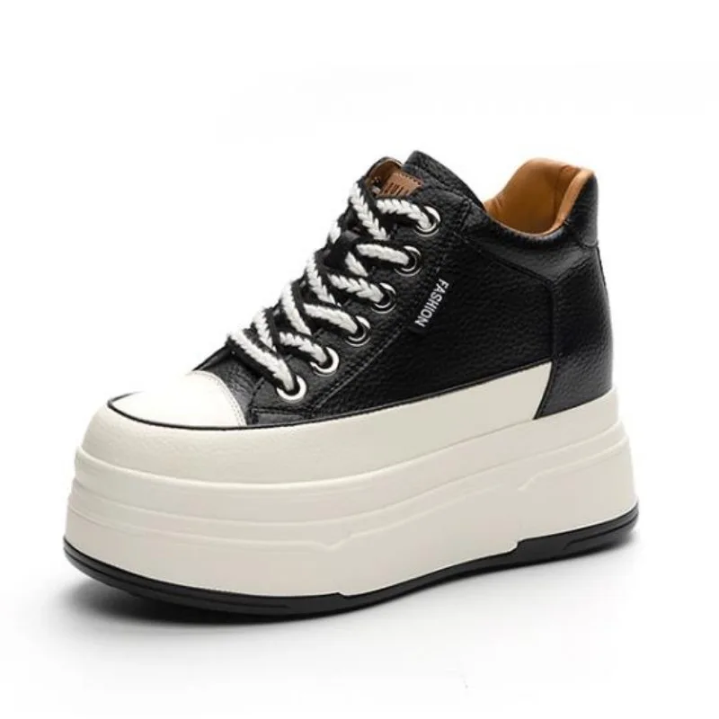 Wedge Heeled Sneaker - 9CM Cow Suede Genuine Leather Women