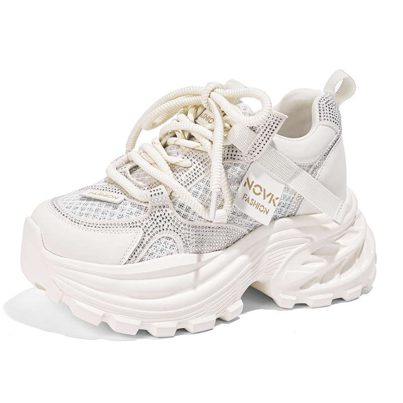 8CM Chunky Sneakers Women New  - Wedge Heeled Sneaker 评论和价格