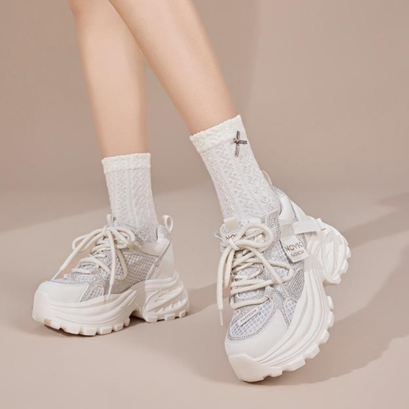 8CM Chunky Sneakers Women New  - Wedge Heeled Sneaker 评论和价格