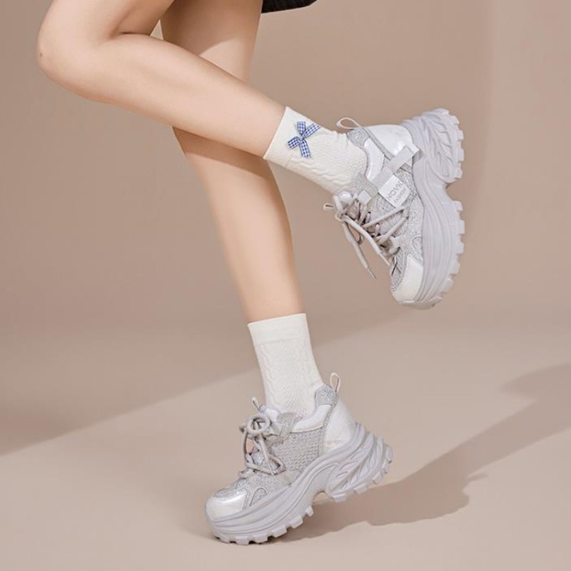 8CM Chunky Sneakers Women New  - Wedge Heeled Sneaker 评论和价格
