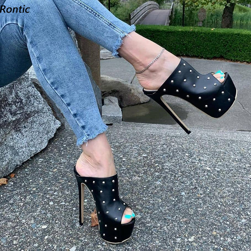 Rontic 2021 Handmade Women Mul - Women Shoes Waterproof 评论和价格