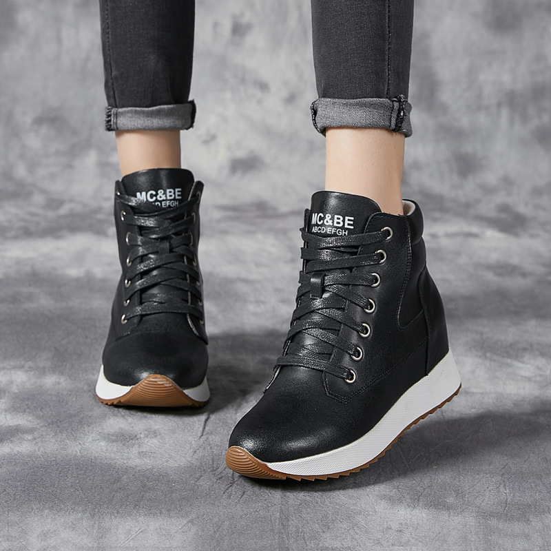 7CM Genuine Leather Women Ankl - Wedge Heeled Sneaker 评论和价格