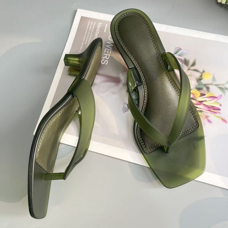 Korean Muted Tone Olive Green  - Jelly Sandal Women 评论和价格