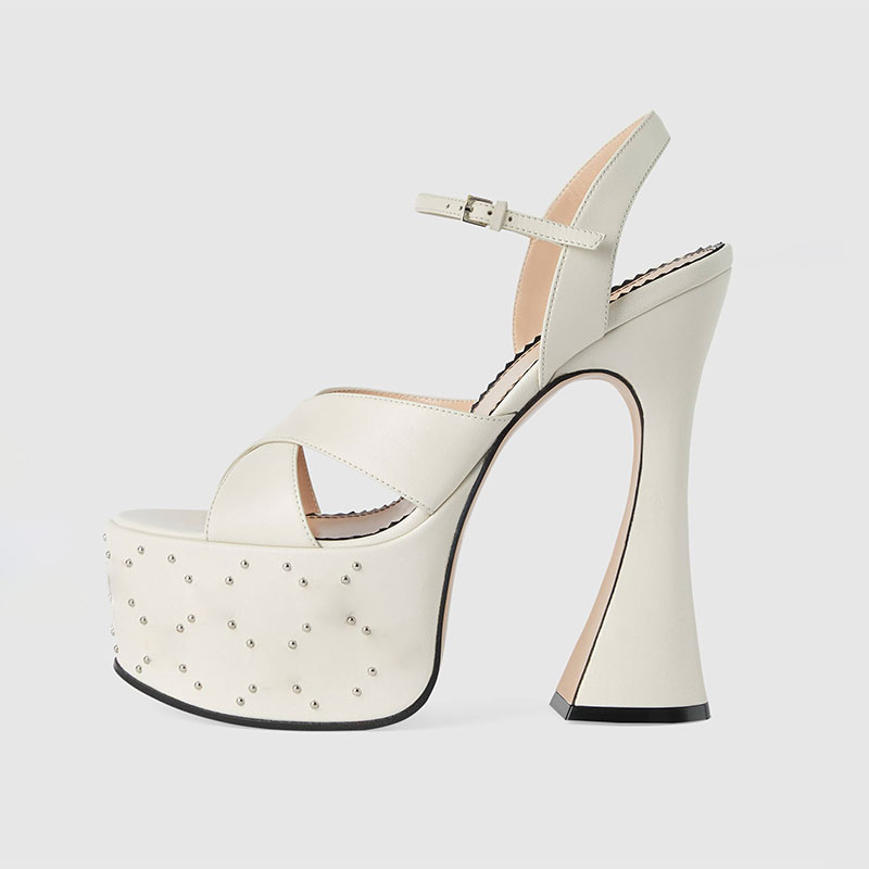 Fashionable White Black Buckle - Women Shoes Waterproof 评论和价格