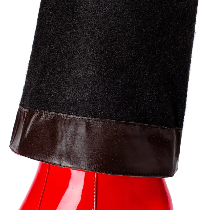 Red White Patent Leather Women - High Knee Heel Boots 评论和价格