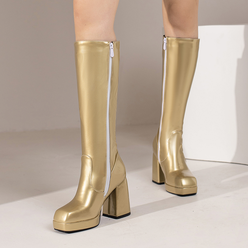 Green Winter Women Platform Kn - High Knee Heel Boots 评论和价格