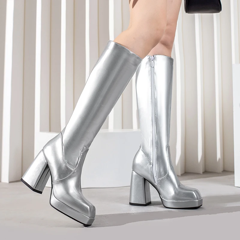 Green Winter Women Platform Kn - High Knee Heel Boots 评论和价格