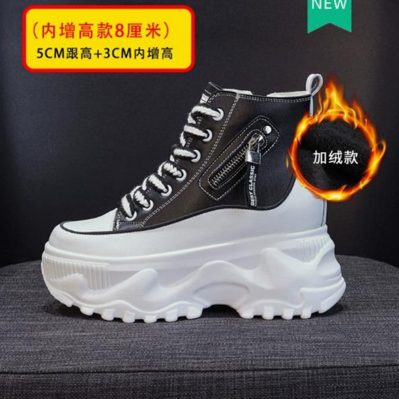 8cm Genuine Leather Women Fash - Women Shoes Waterproof 评论和价格