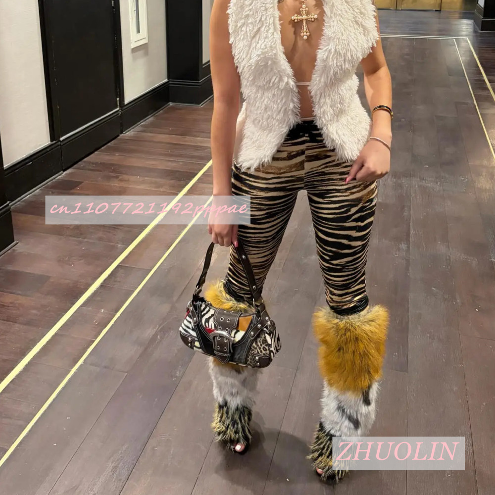 Summer Retro Plush Open Toe Sa - High Knee Heel Boots 评论和价格