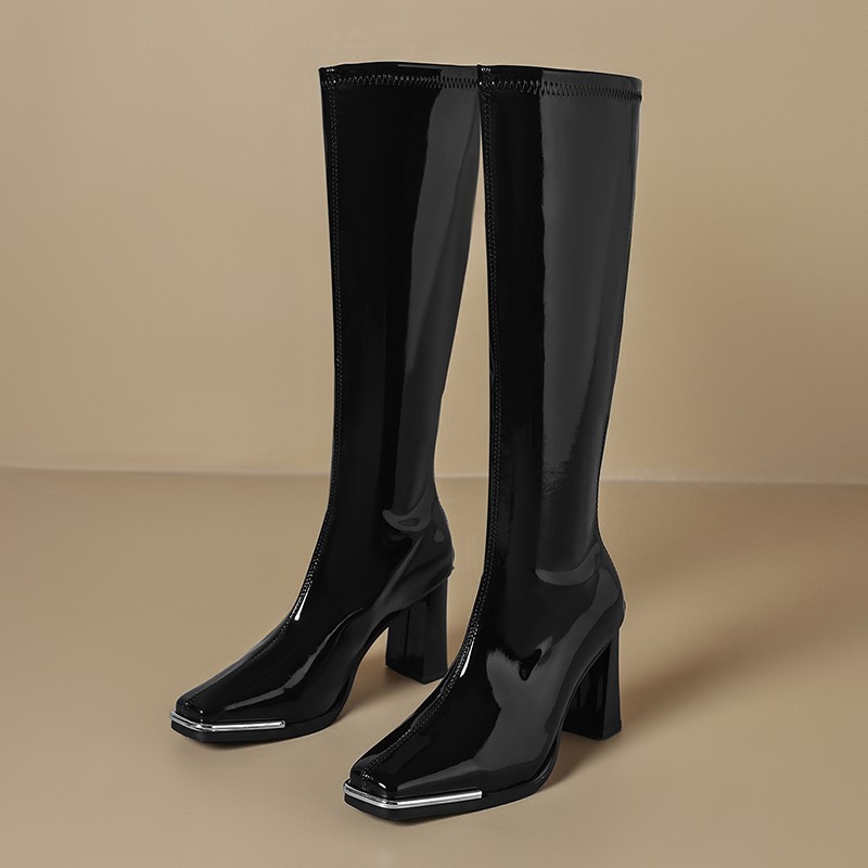 Knee High Boots Autumn New Squ - High Knee Heel Boots 评论和价格