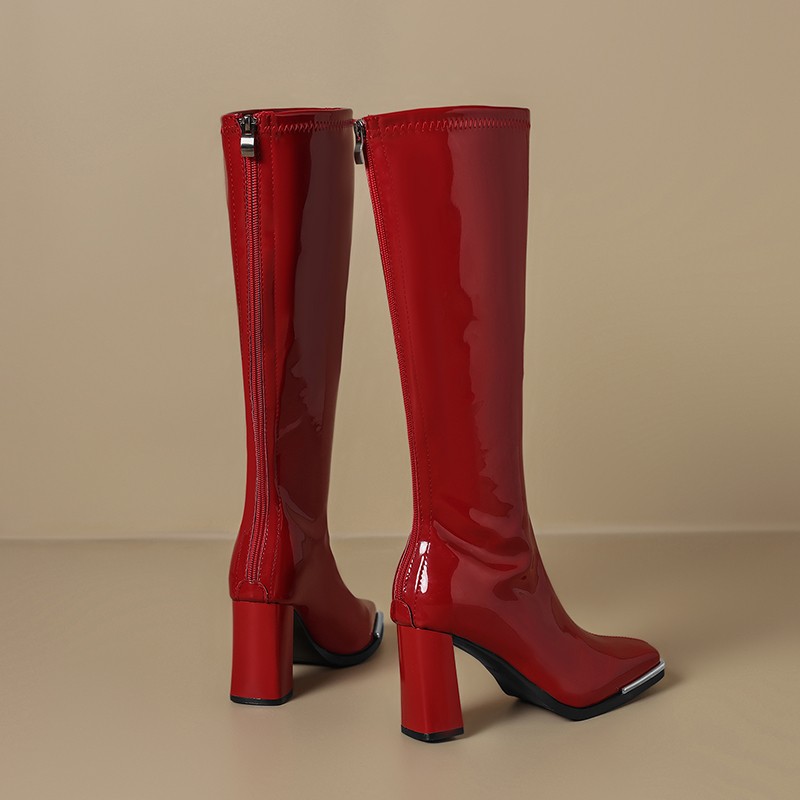 Knee High Boots Autumn New Squ - High Knee Heel Boots 评论和价格