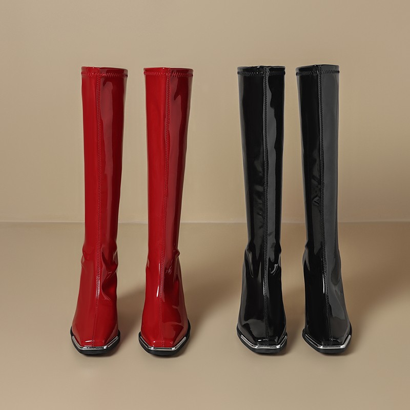 Knee High Boots Autumn New Squ - High Knee Heel Boots 评论和价格