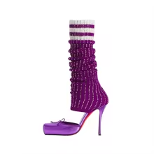 Butterfly-Kont Square Toe Knee - High Knee Heel Boots 评论和价格